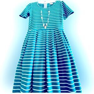Adorable teal Lularoe striped flowy dress! With pockets???